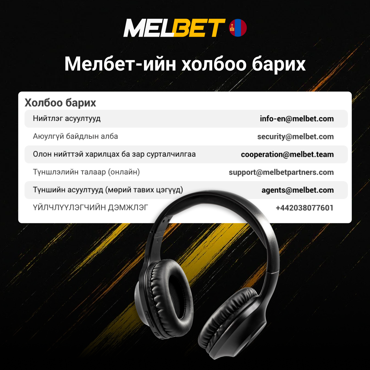 Melbet холбоо барих мэдээлэл