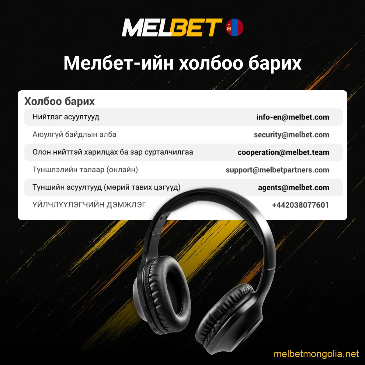 Melbet холбоо барих мэдээлэл